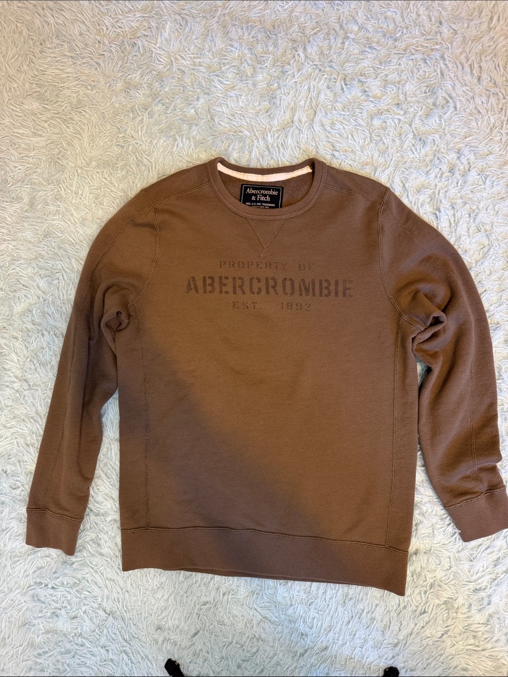 Abercrombie & Fitch Brown Crewneck Logo Sweatshirt medium